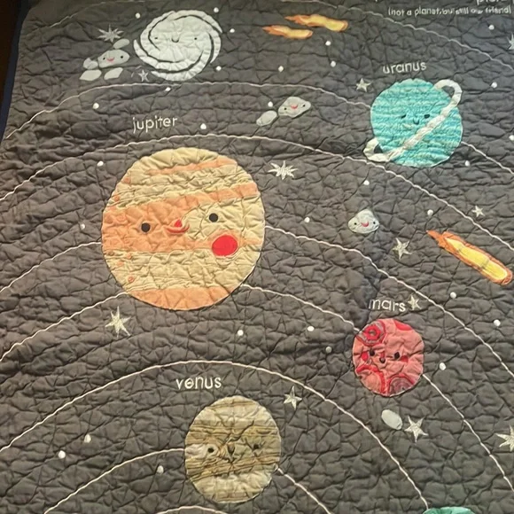 Crate & Barrel (Crate & Kids) Outer Space Baby Crib Quilt - Picture 5 of 9